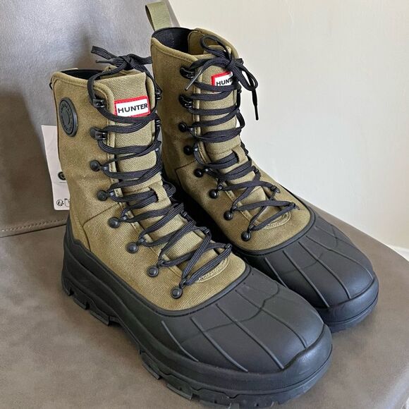 NEW Hunter Explorer Desert Combat Boots Green Canvas Lace-Up Waterproof Size 10 - Picture 1 of 12